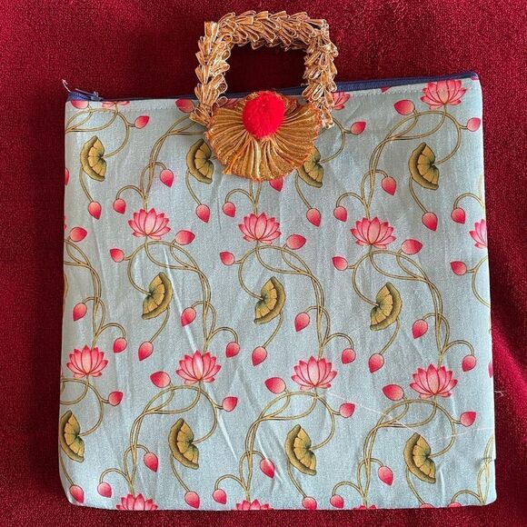 🔵NWT Pichwai print Indian colorful gift bag/ wallet/ bag/purse/potli - Picture 1 of 14